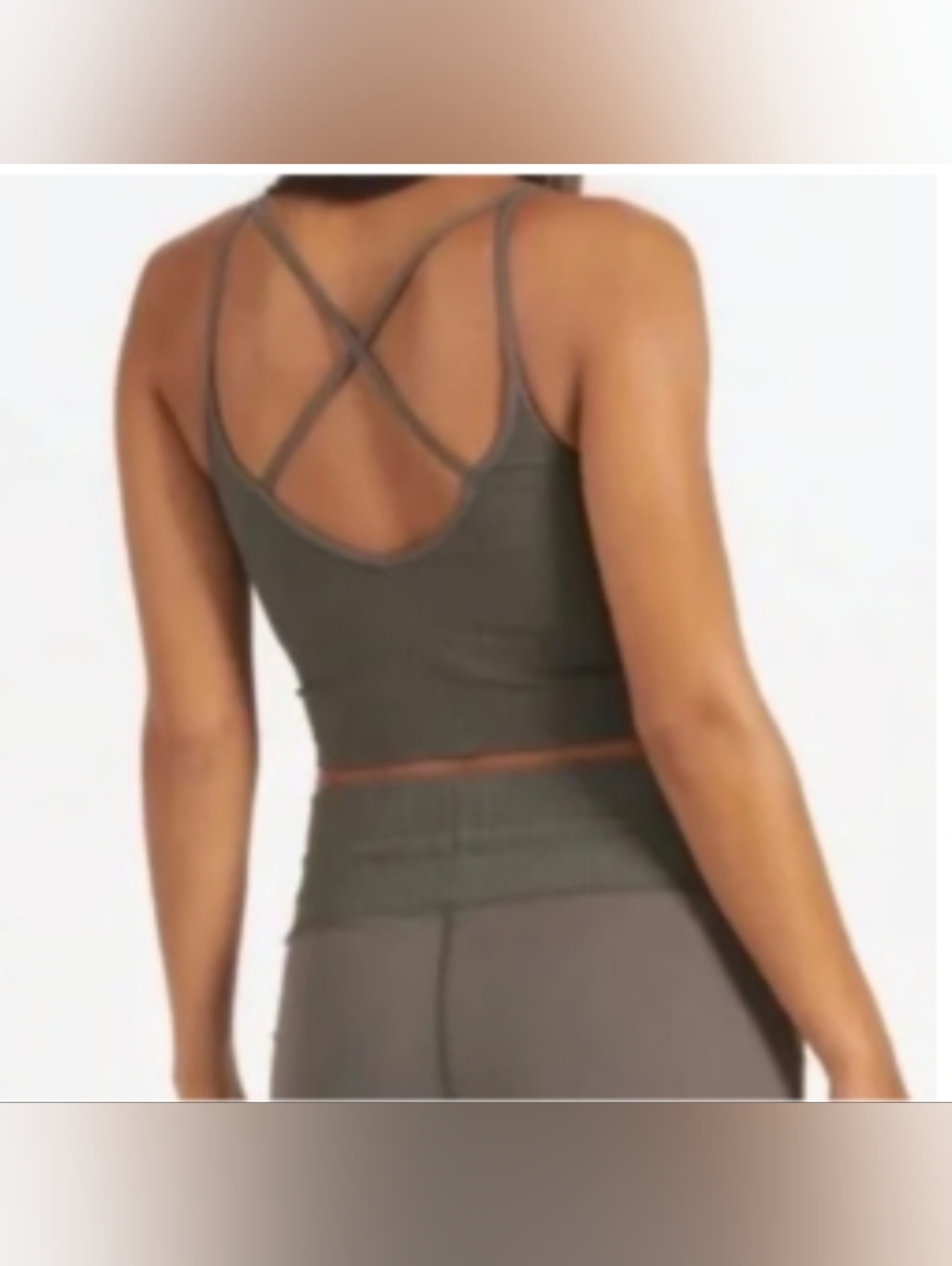 ​Vuori All The Feels Ribbed Tank XS Oregano Green BlissBlend Crop Bra Top - Picture 3 of 5